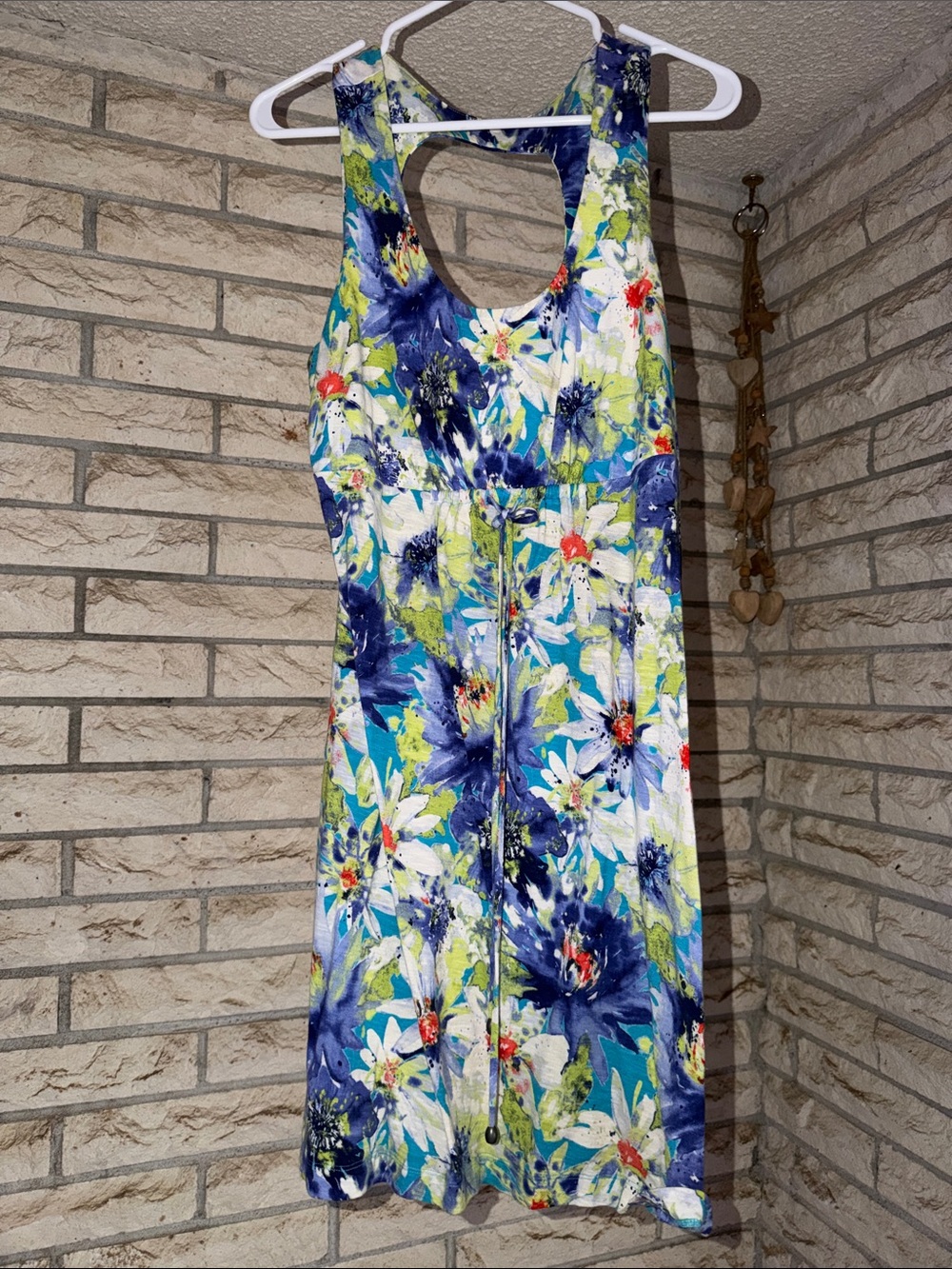 Tommy Bahama Blue and Green Floral Tank Midi Dress Sz Medium